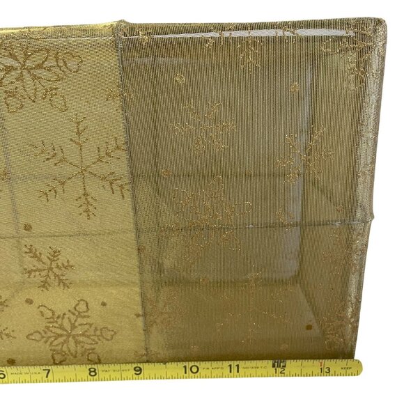 Decorative Gold Fabric-Covered Rectangular Box With Snowflake Pattern - Picture 7 of 11